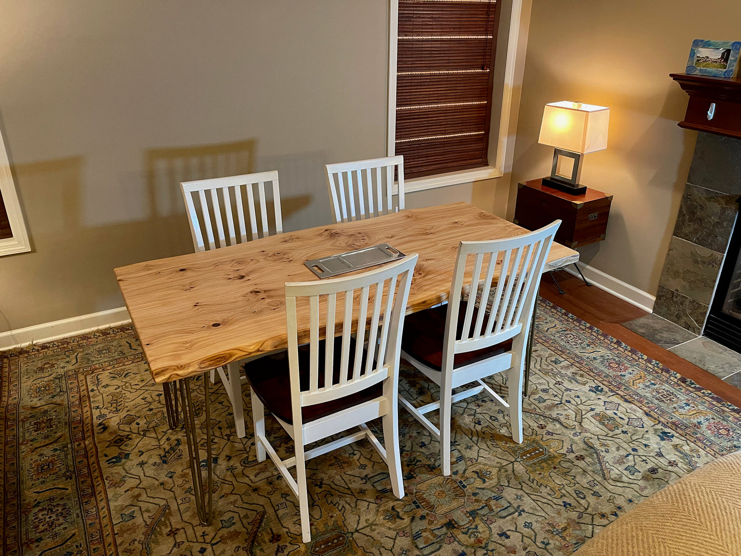 Custom red elm wooden table, live edge dining table, kitchen dining table, dining room furniture, kitchen dining table