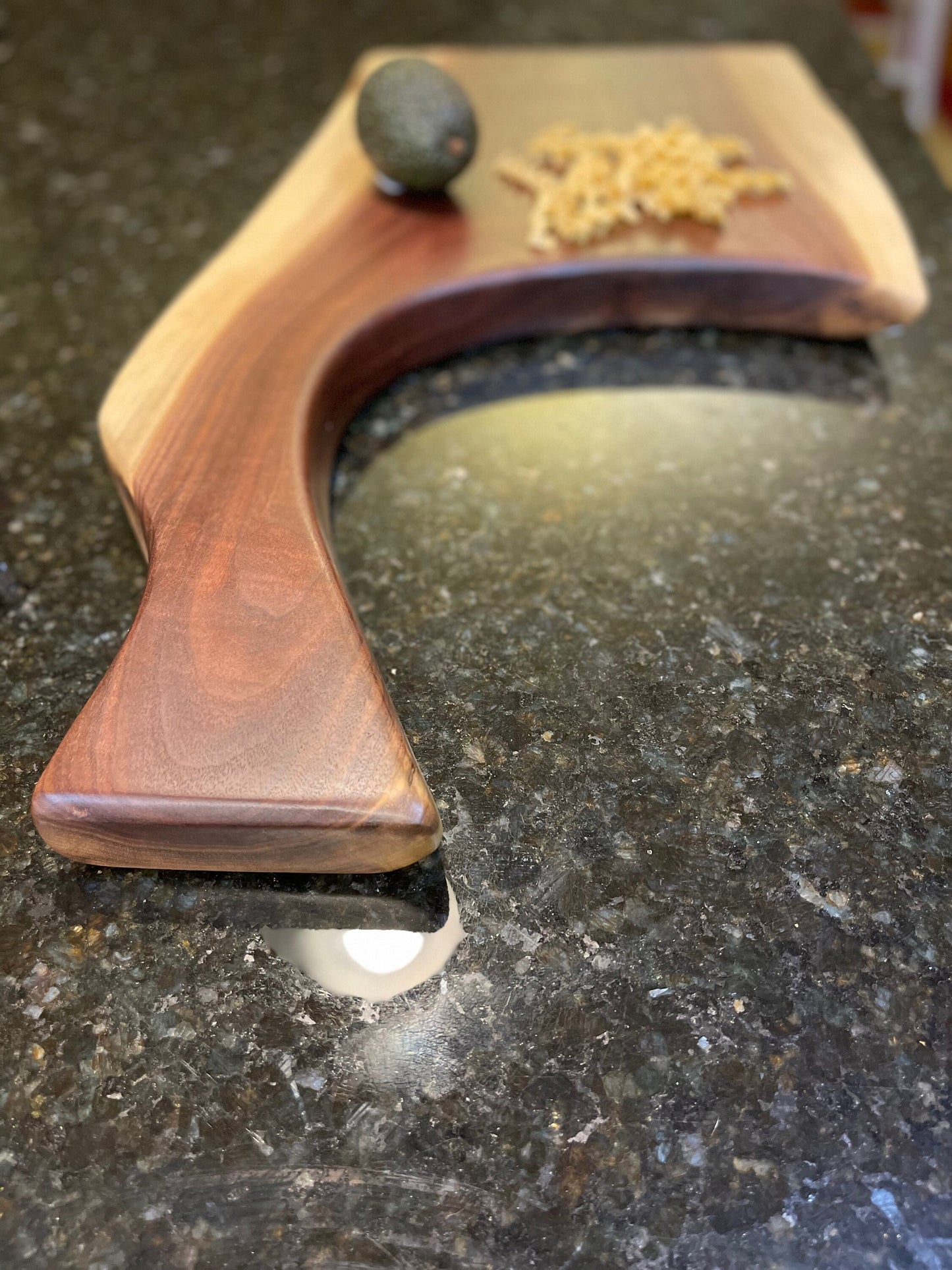 Butcher Knife Reversible Live Edge Black Walnut Charcuterie Board, Cutting Board, Serving Tray, Rustic