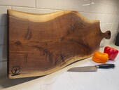 Jumbo Charcuterie Board with Handle, Live Edge Black Walnut, Live Edge Cutting Board, Serving Tray, Handcrafted - READY to SHIP