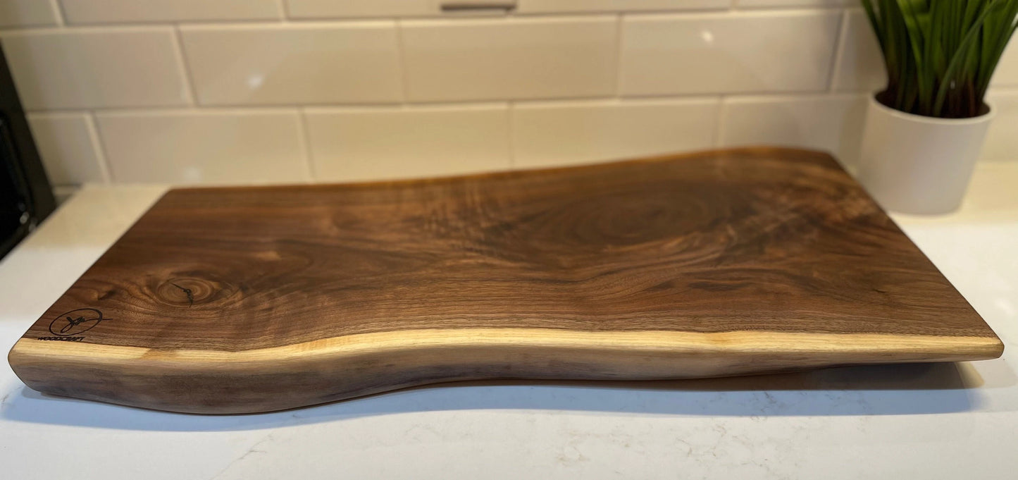Matching WIDE Live Edge Charcuterie Black Walnut Board, Cutting Board, Serving Tray, Handcrafted - READY to SHIP