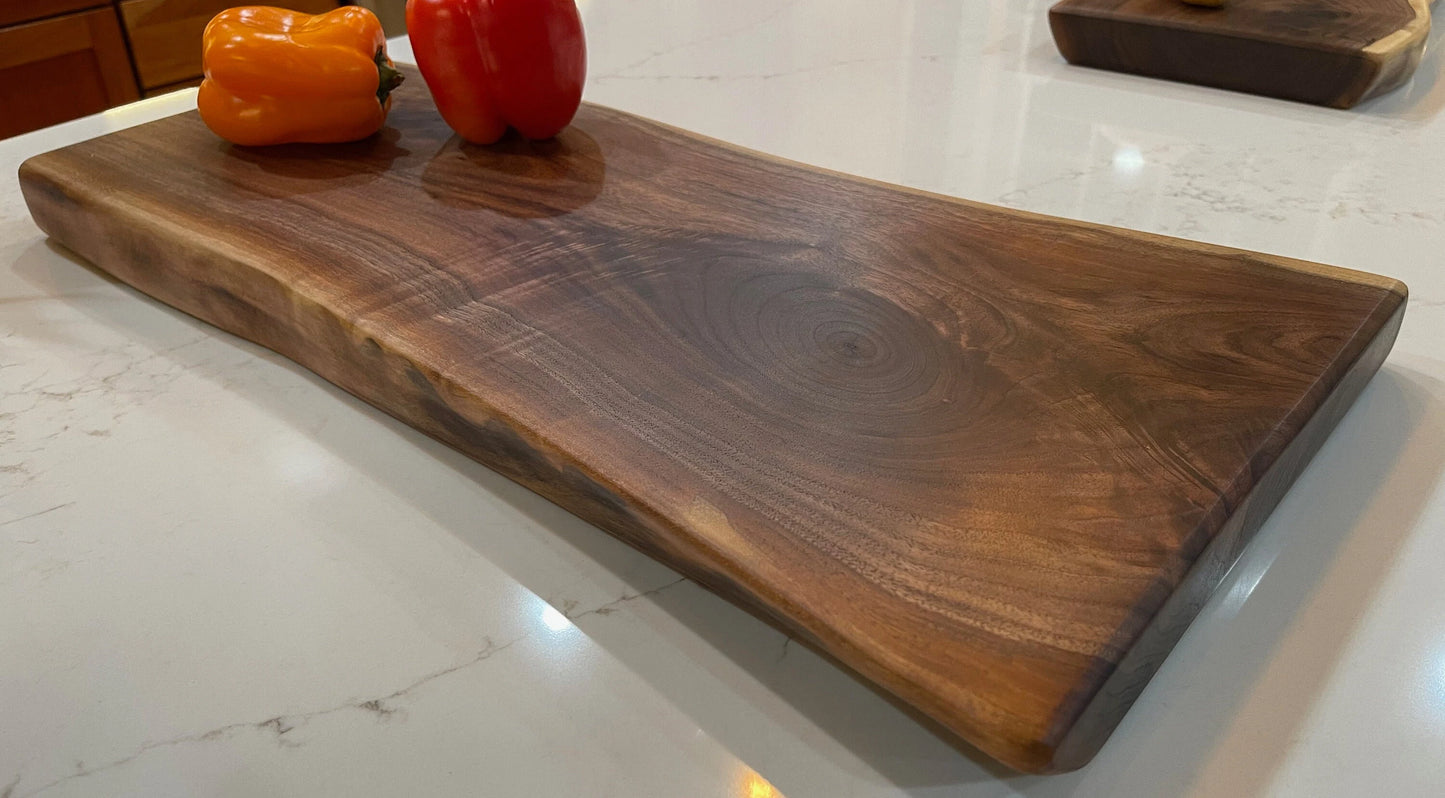 Matching WIDE Live Edge Charcuterie Black Walnut Board, Cutting Board, Serving Tray, Handcrafted - READY to SHIP