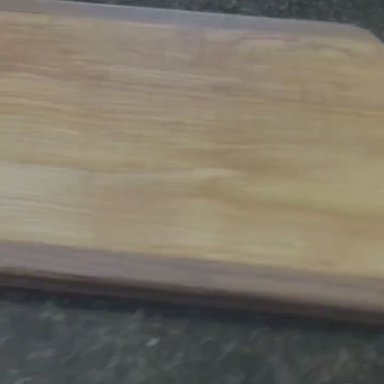 Butcher Knife Cherry and Walnut Charcuterie Board, blue epoxy, Cutting Board, Serving Tray, Handcrafted, Ready to Ship 026