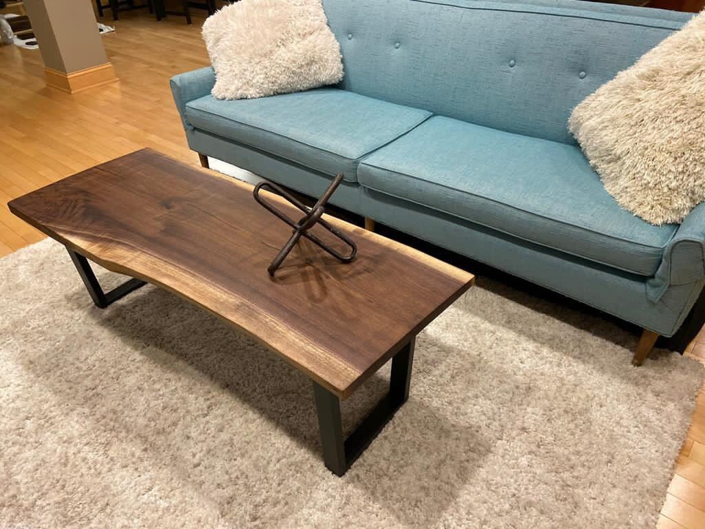 CUSTOM ORDER: Live Edge Black Walnut Coffee Table, Furniture, Vintage, Rustic, Mid Century Modern, Wood - 014