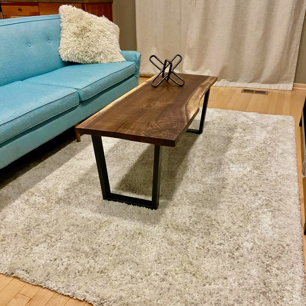 CUSTOM ORDER: Live Edge Black Walnut Coffee Table, Furniture, Vintage, Rustic, Mid Century Modern, Wood - 014