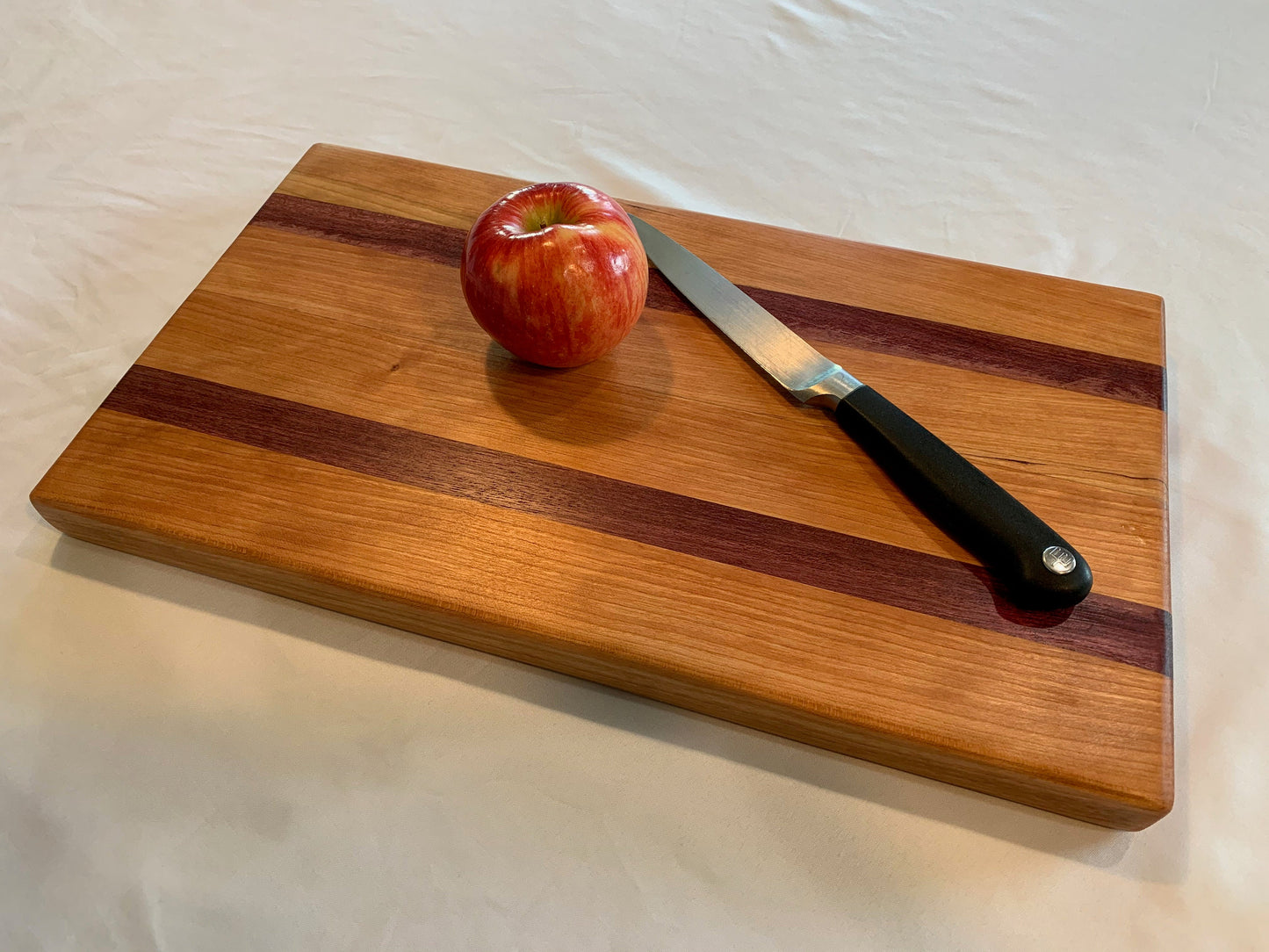 015 Cherry and Purple Heart wood Cutting Board, Charcuterie Board,  Serving Tray, Handcrafted