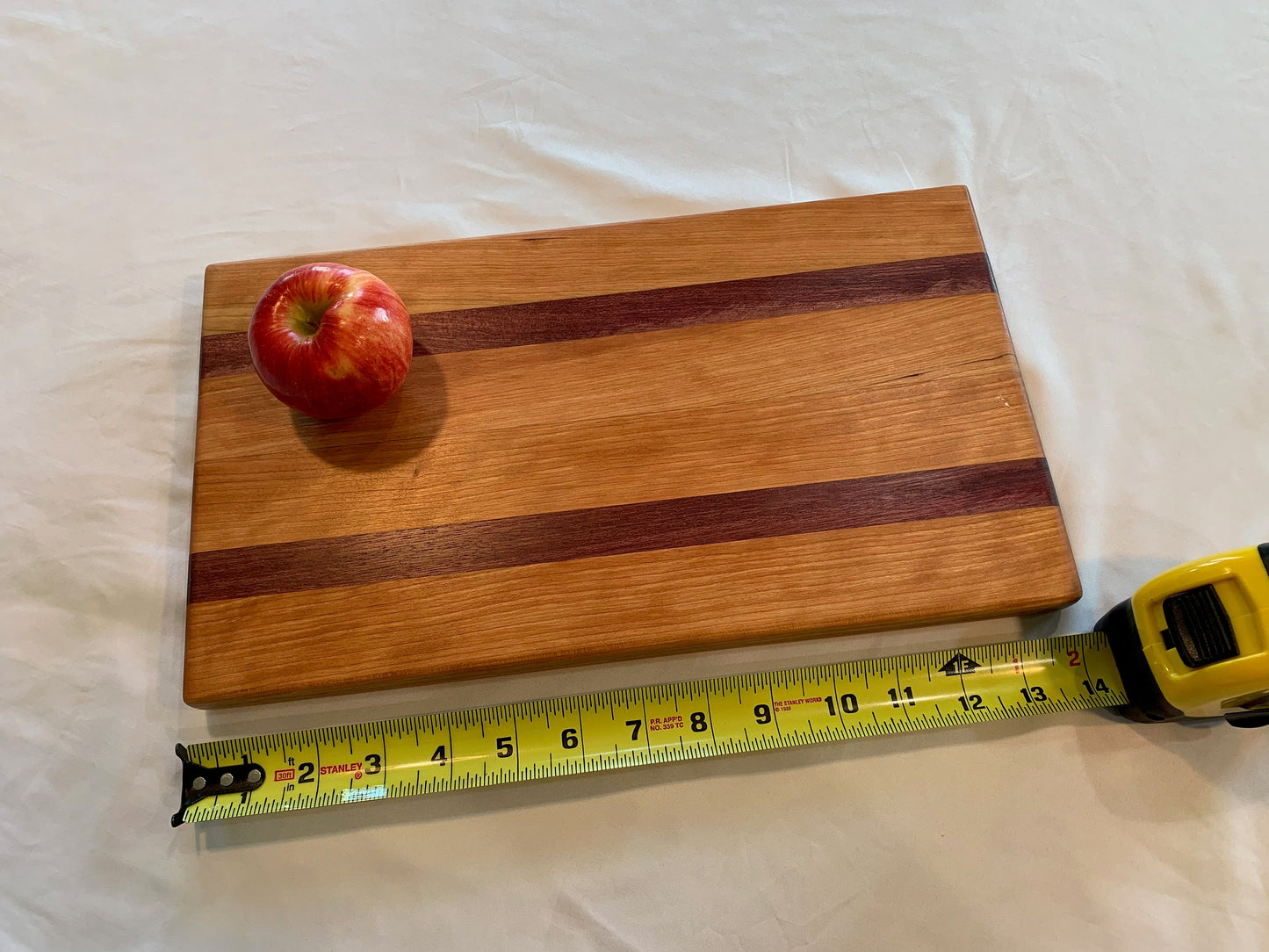 015 Cherry and Purple Heart wood Cutting Board, Charcuterie Board,  Serving Tray, Handcrafted