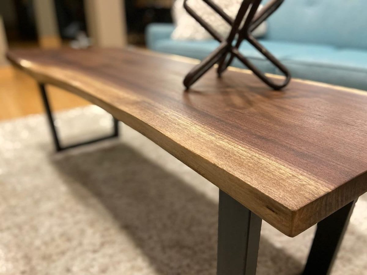 CUSTOM ORDER: Live Edge Black Walnut Coffee Table, Furniture, Vintage, Rustic, Mid Century Modern, Wood - 014