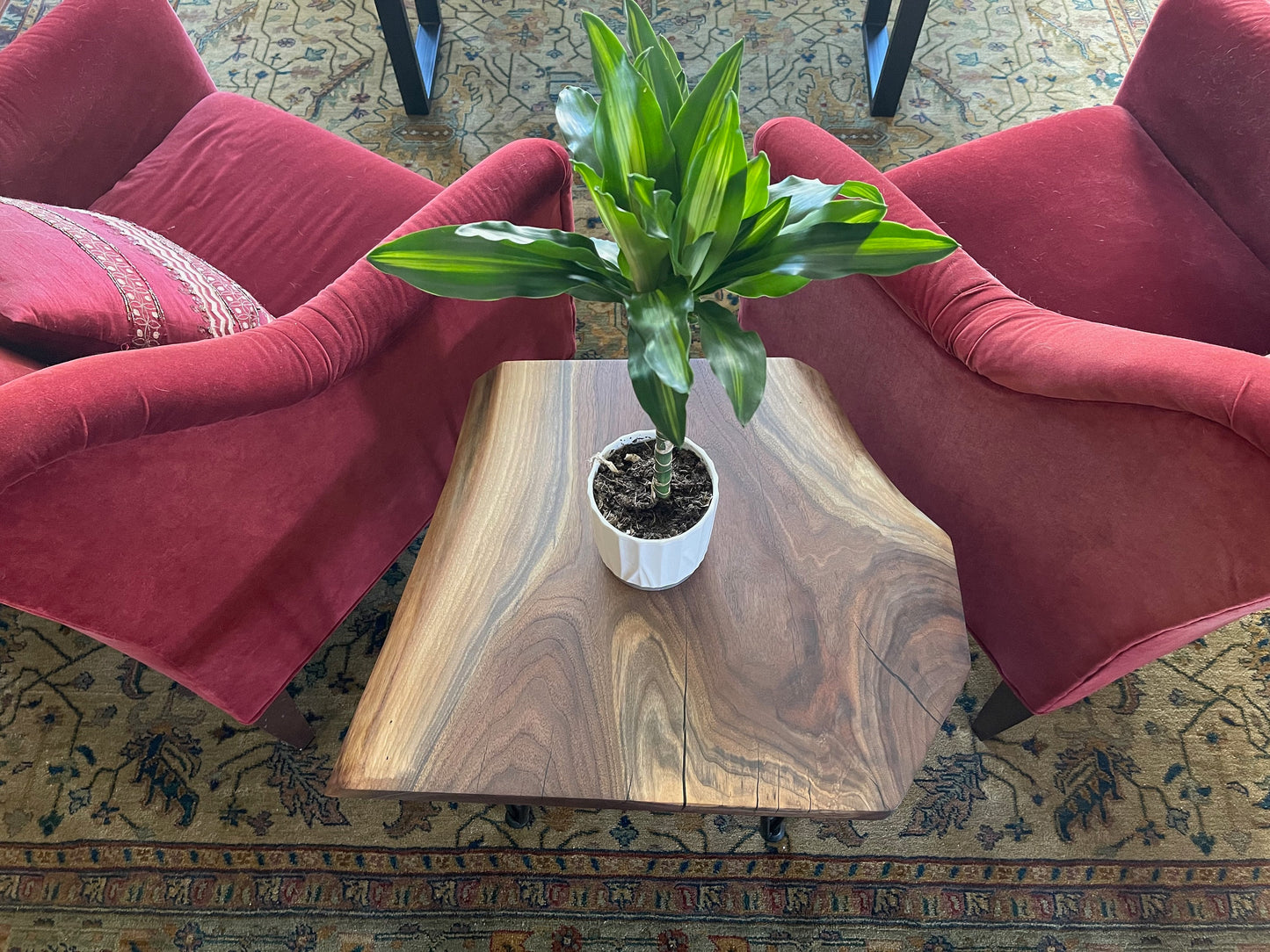 Custom Live Edge Black Walnut End Table, Metal, Furniture, Mid Century Modern