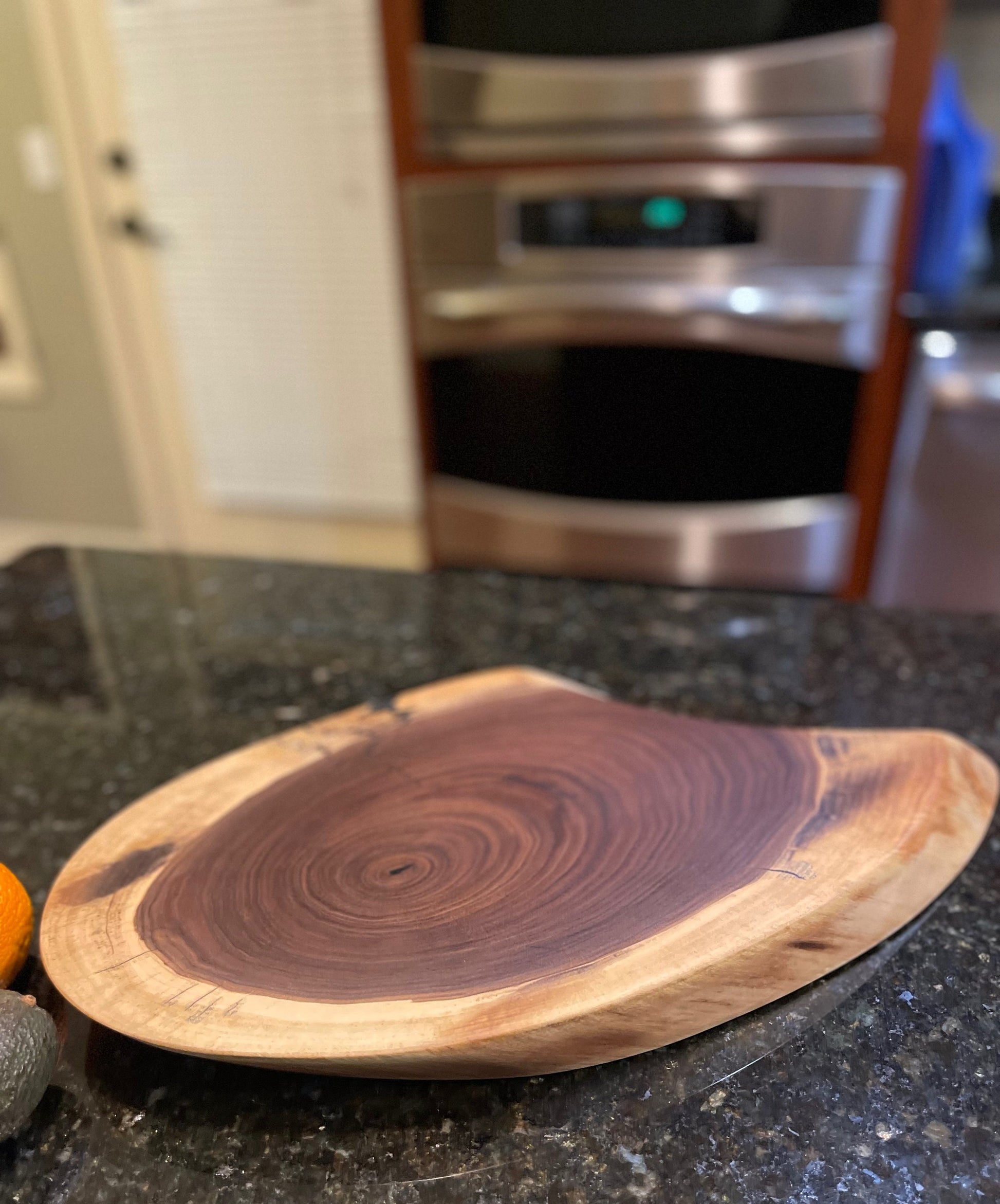 Teardrop Reversible Live Edge Black Walnut Charcuterie Board, Cutting Board, Serving Tray, Rustic