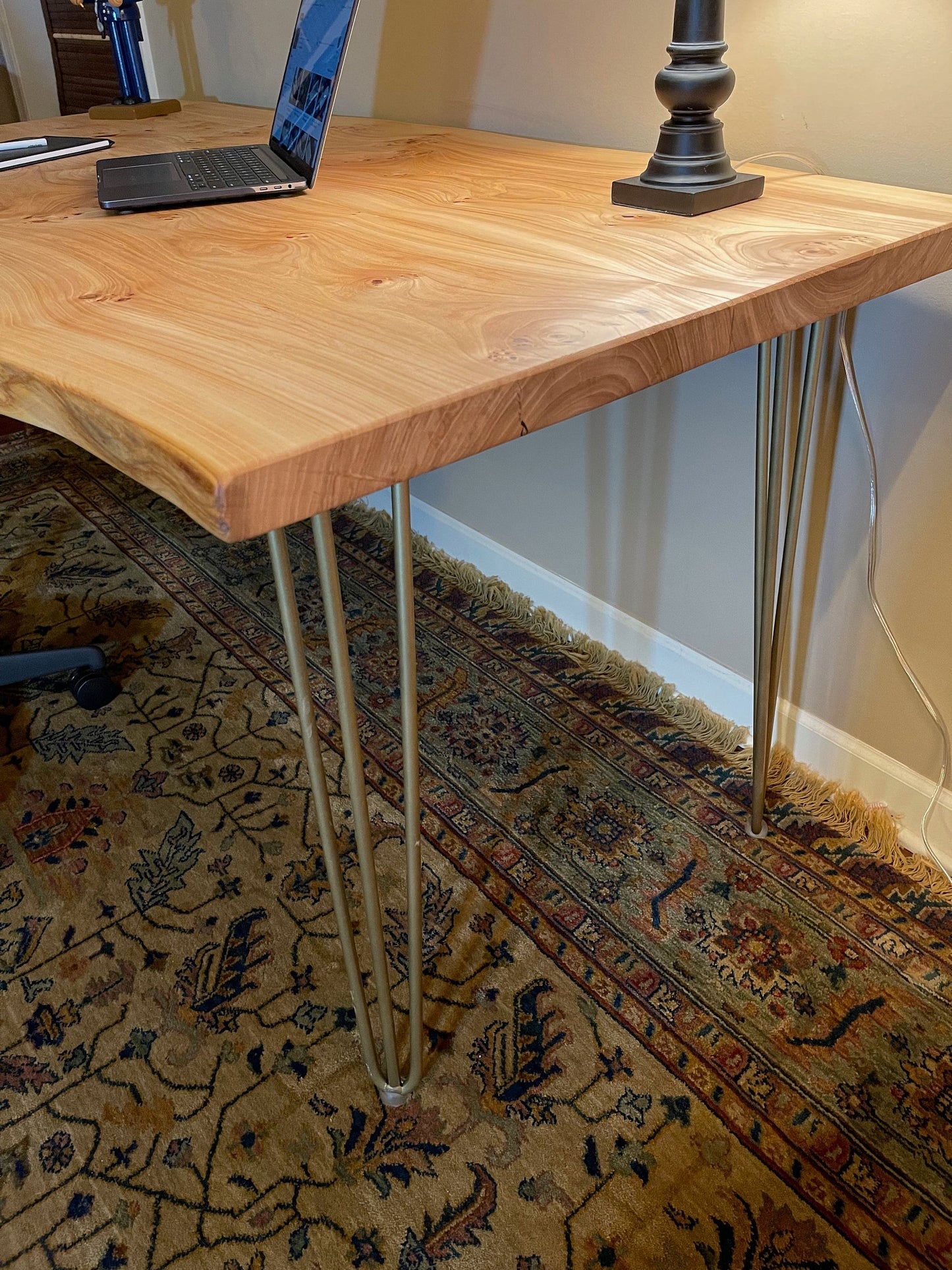Custom Live Edge Black Walnut Desk, Solid Wood Desk, Metal, Computer Desk Wood, Table, Mid Century Rustic