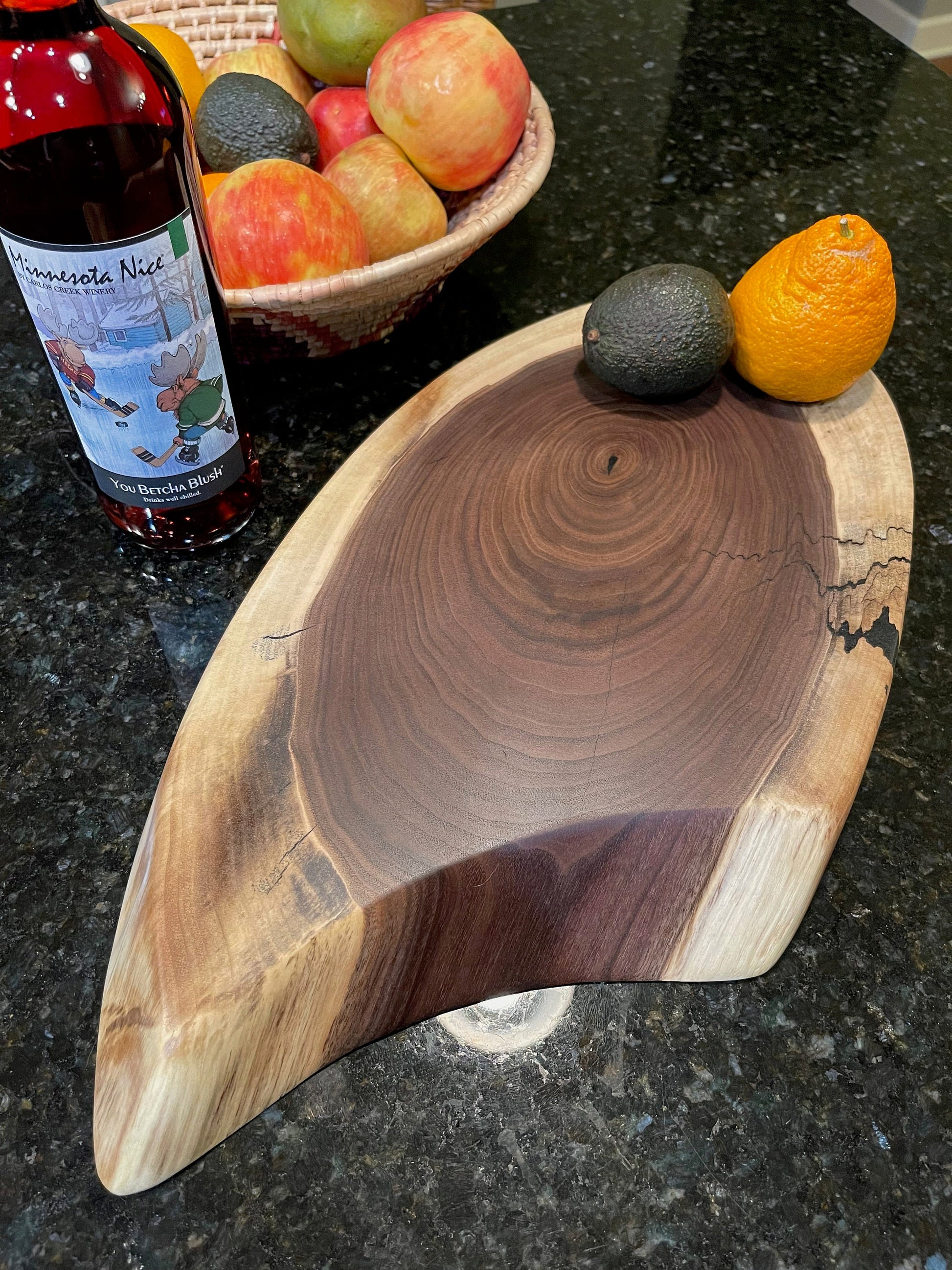 Teardrop Reversible Live Edge Black Walnut Charcuterie Board, Cutting Board, Serving Tray, Rustic