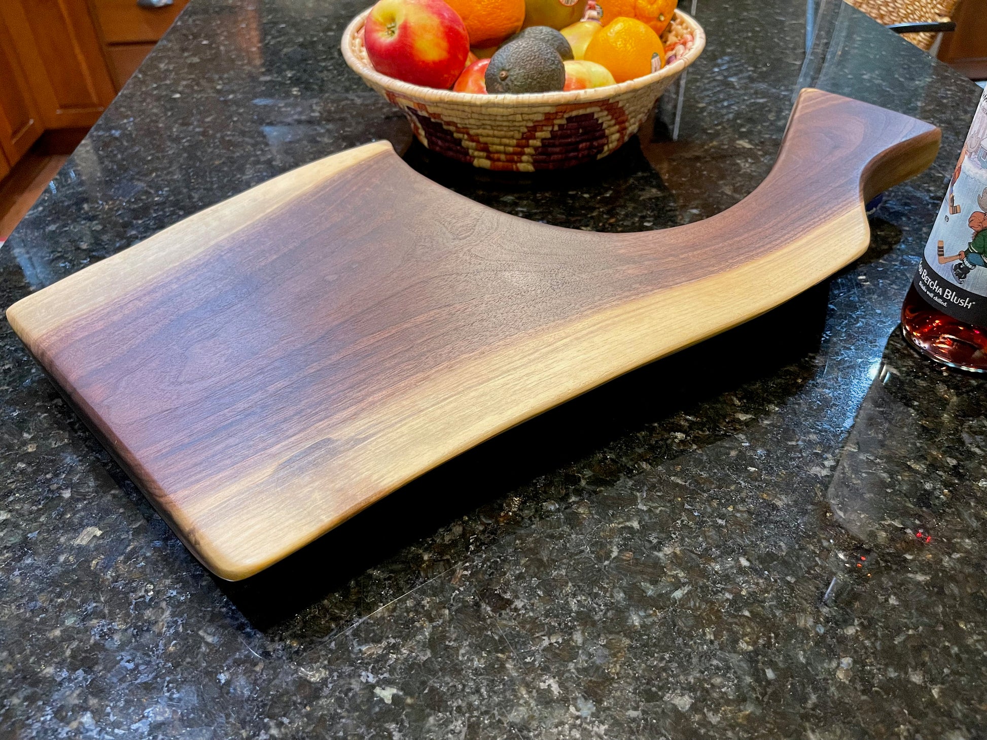 Butcher Knife Reversible Live Edge Black Walnut Charcuterie Board, Cutting Board, Serving Tray, Rustic