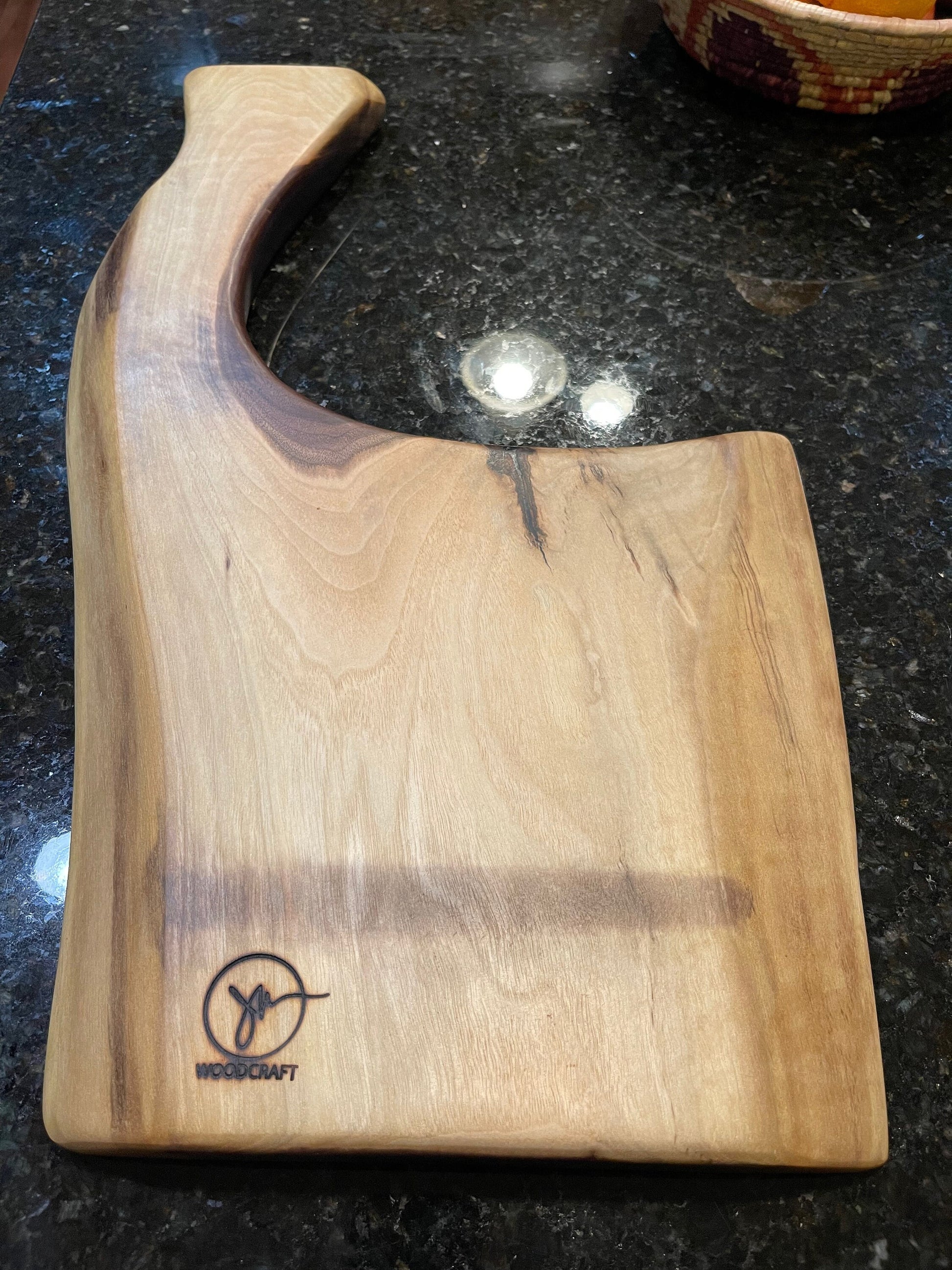 Butcher Knife Reversible Live Edge Black Walnut Charcuterie Board, Cutting Board, Serving Tray, Rustic